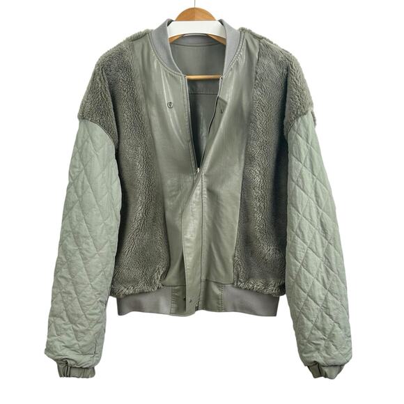 The Frankie Shop Faux Leather Reversible Bomber Jacket Eucalyptus Women’s M/L